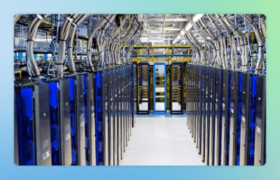 A room with many rows of computer servers.