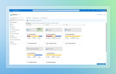 Azure Advisor overview dashboard.