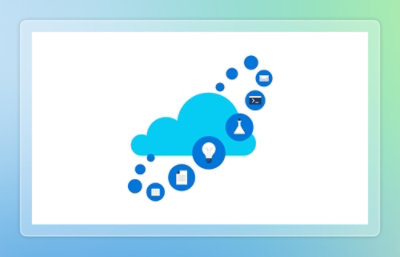 Cloud graphic with service icons.