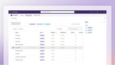Korisnik koji upravlja temama u usluzi Viva Topics
