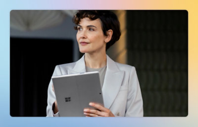 A person holding a tablet.