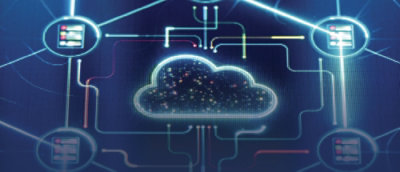 A cloud with lines and dots on a dark background.