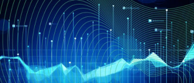A blue graph with lines and dots.