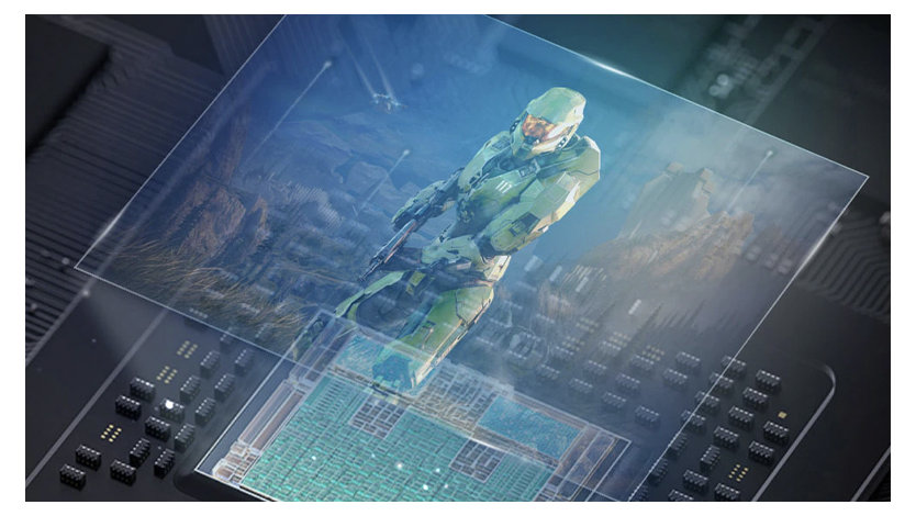 Pohled ze strany šikmo na základní desku konzole Xbox Series X