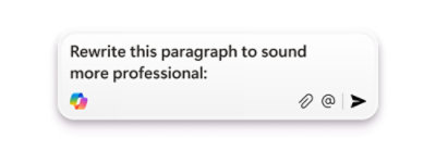 The Screenshot of copilot search saying: prompt to rewrite this paragraph to sound more professional