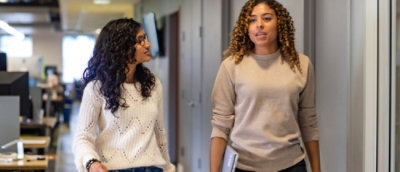 A going somewhere and talking with each other