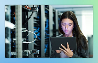 A person holding a tablet.