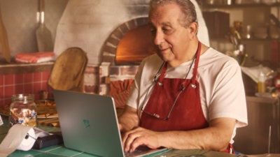 A man working on the laptop