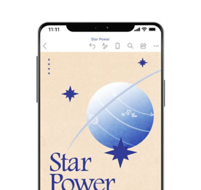 A mobile phone displaying a document in Word titled Star Power