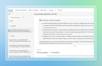 SRE 에이전트의 상태 업데이트 보고서를 표시하는 이미지