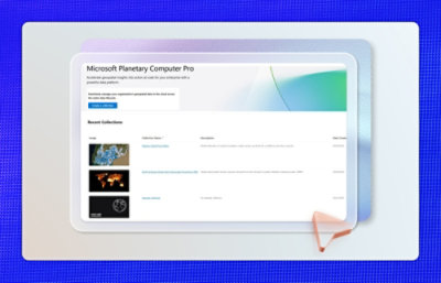 A computer displaying Microsoft Planetary Computer Pro on a white screen.