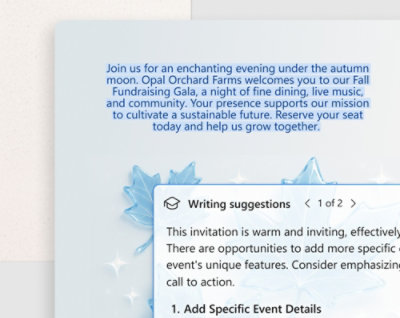 Text prompts for Kat: Summarize, Review, Create, Ask, and prompt guide button
