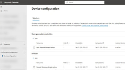 Microsoft Defender device configuration with security policies