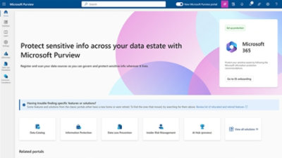 Microsoft Purview dashboard for protecting sensitive data