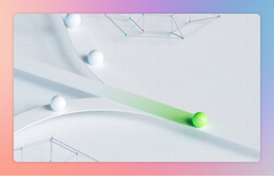 Uma bola verde sobre uma superfície branca.