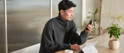 A person holding a phone.