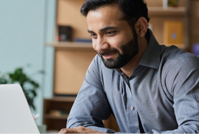 A man working with laptop