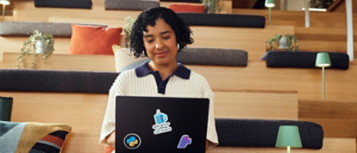 A woman working on her laptop
