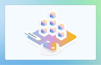 多维数据集的彩色排列，其中显示了“云”图标和“复原”一词。