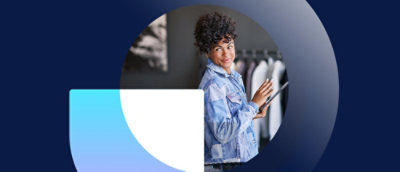 A women holding tablet and smiling