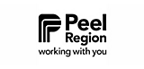 Logo of peel region, featuring a stylized "p" next to the text "peel region working with you" in black font on a white background.