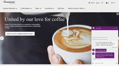 A person holding a cup of coffee with text United by our love for coffee in the background.