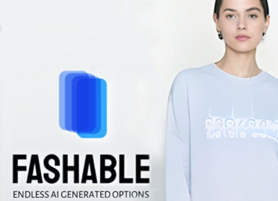 A close up of a woman's face with the text FASHABLE ENDLESS AI GENERATED OPTIONS.