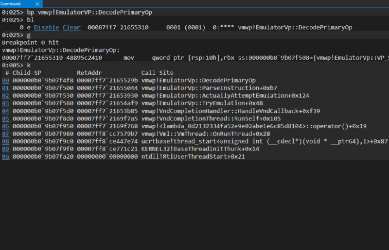 EmulatorVP decode primary