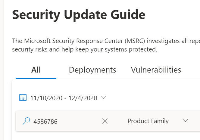 Security Update Guide Tabs Feature