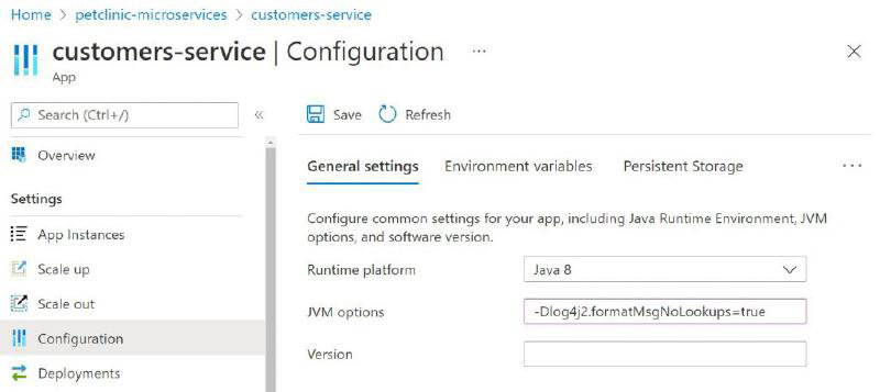Azure Portalを使用してシステムプロパティを設定