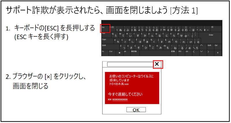 サポート詐欺の画面を終了する手順1