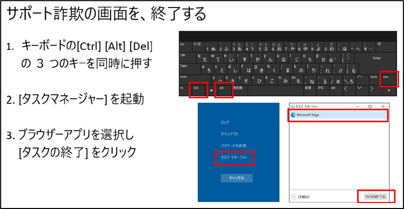 サポート詐欺の画面を終了する手順2