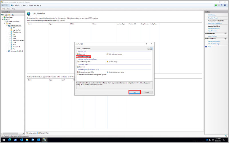 Highlighted request blocking and then OK