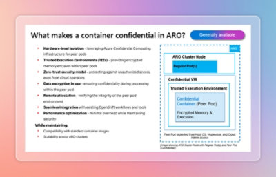 Ein Computerbildschirm, auf dem vertrauliche Informationen über Container in ARO angezeigt werden