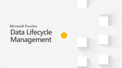 A blue yellow and white circle with Microsoft purview text