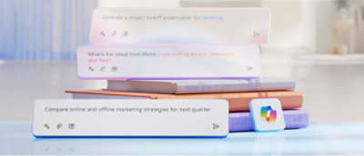 A close-up of a computer screen displaying a message about comparing online and offline marketing strategies for next quarter.