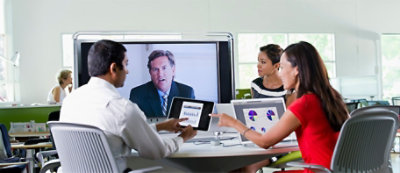 A group of people having a meeting