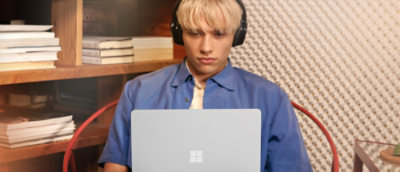 A person working in a laptop