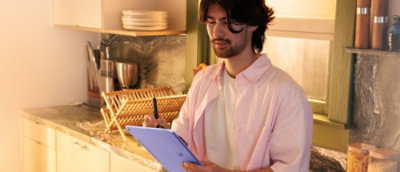 A person using a tablet.