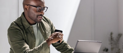 A person working in a laptop