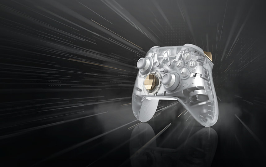 Front right angle of the Xbox Wireless Controller – Ghost Cipher Special Edition.