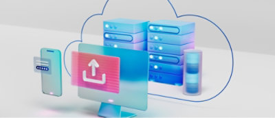 Un écran d'ordinateur affichant un carré rouge avec une flèche blanche.