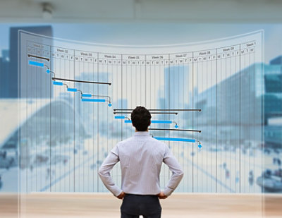 A man looking at a diagram.