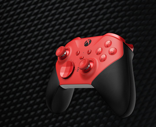 Right front angle of the Xbox Elite Wireless Controller Series 2 – Core (Red)