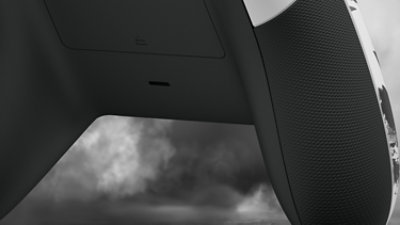 Nahaufnahme der Xbox Wireless Controller-Griffe – Storm Breaker Special Edition. 