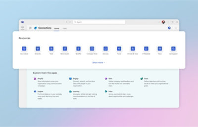 Discover Connections, access Resources, and explore additional Viva apps for enhanced collaboration and productivity
