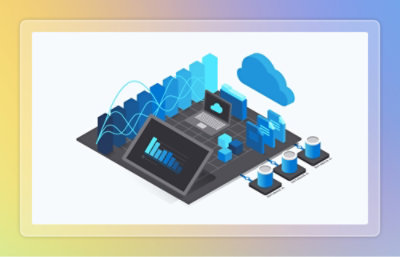 Un ordinateur portable affichant des graphiques bleus et des objets bleus.