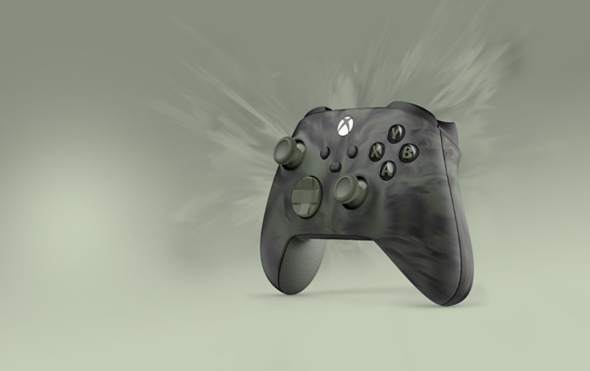 Vue du côté droit de la manette sans fil Xbox – Édition spéciale Nocturnal Vapor.