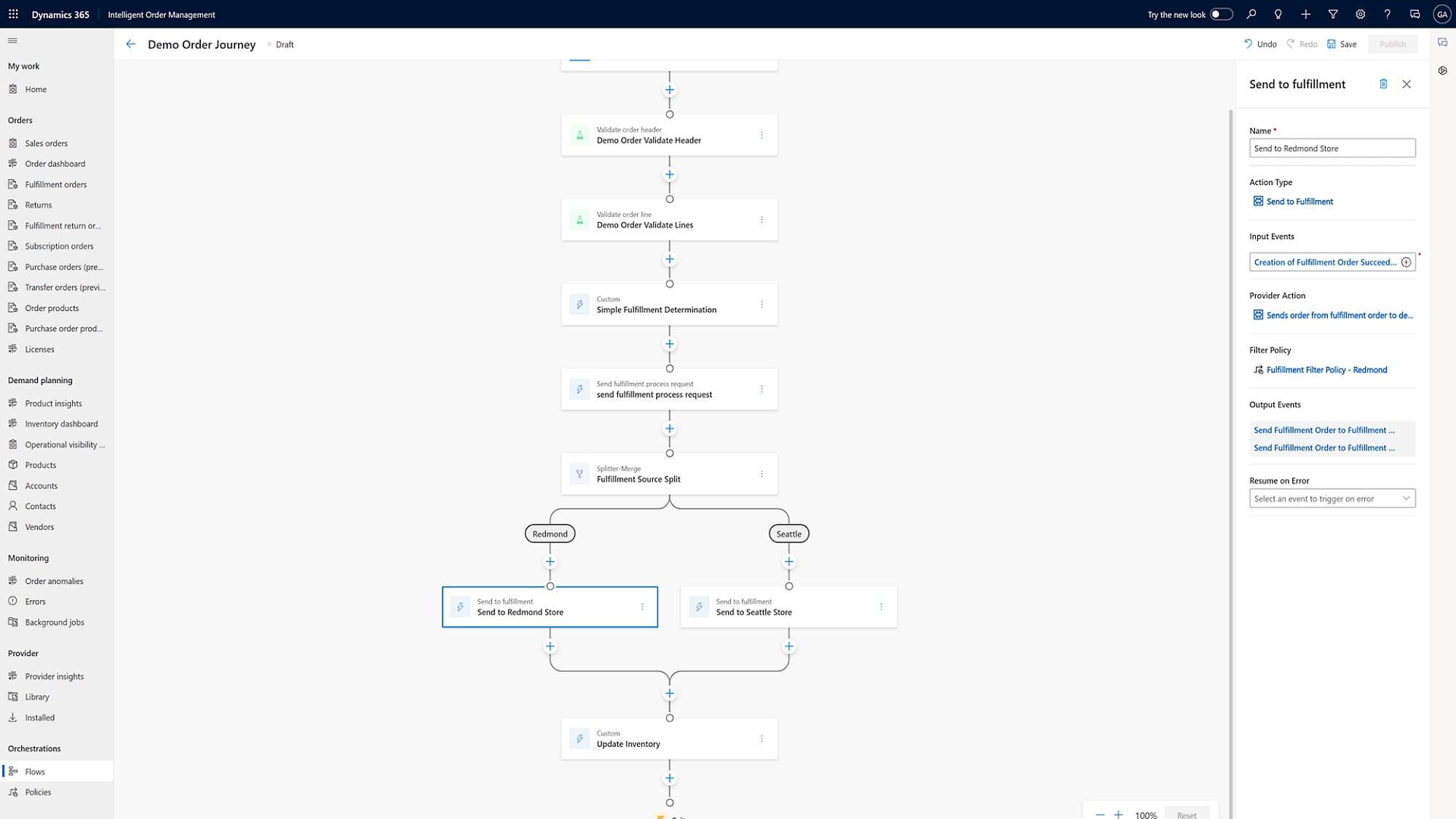 Screenshot eines Workflows in Azure.